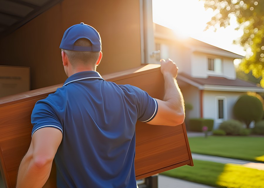 Movers loading a truck in Davenport, Iowa