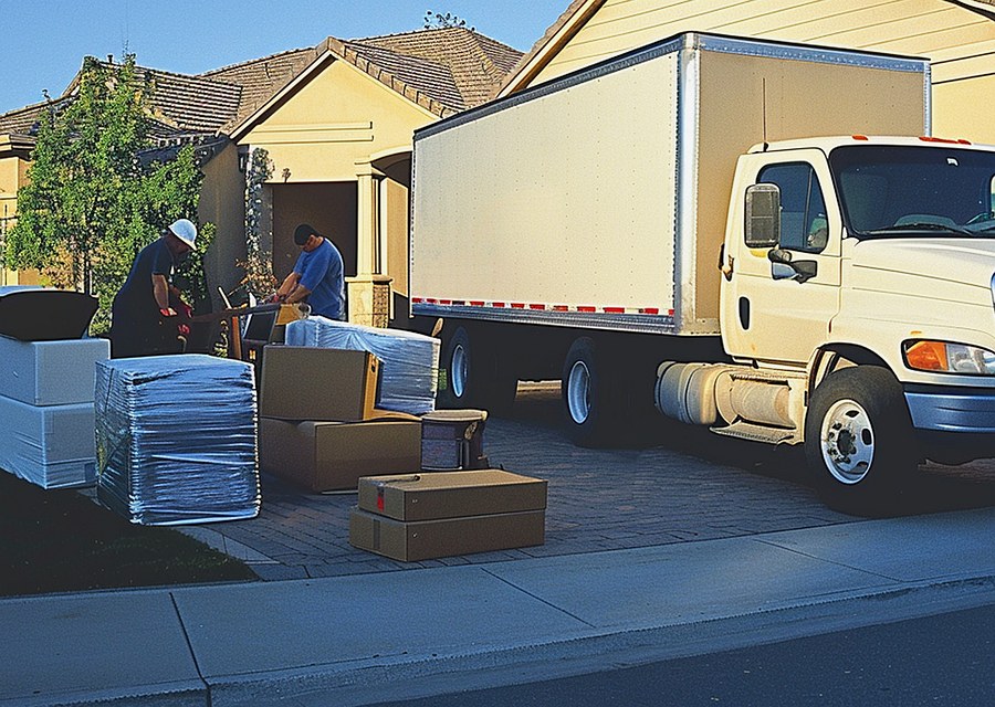 Movers loading a truck in Cedar Rapids, Iowa