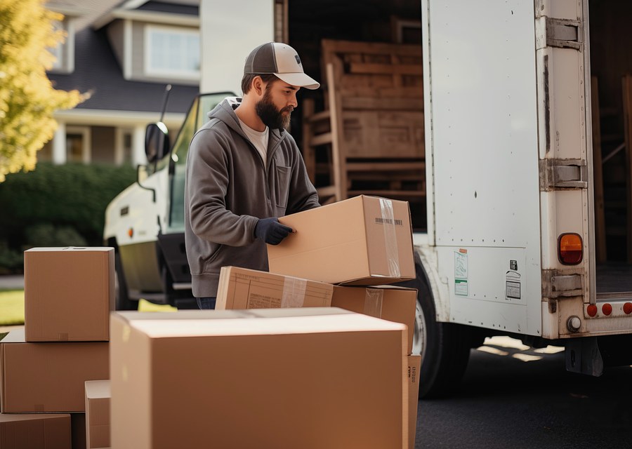 Movers loading a truck in Waterbury, Connecticut