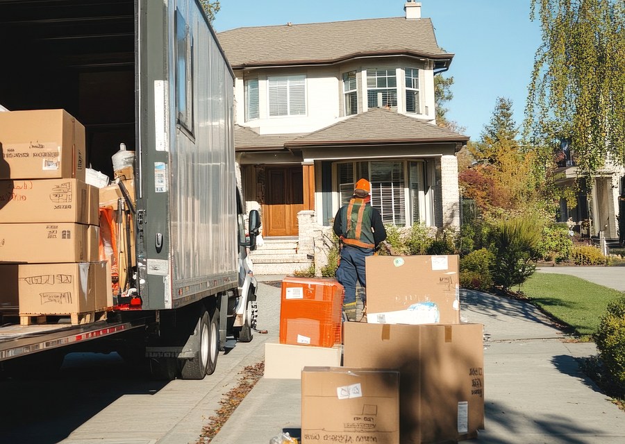 Movers loading a truck in Jersey City, New Jersey