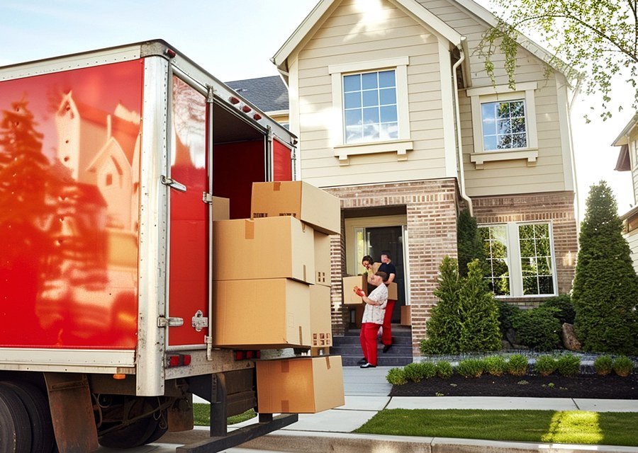 Movers loading a truck in Lakewood, Colorado
