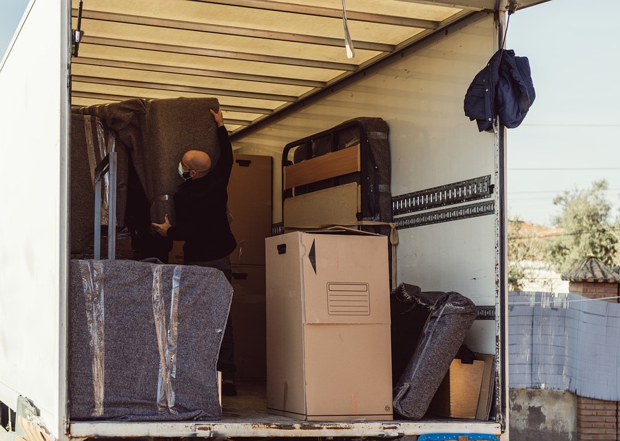 Movers loading a truck in Hastings, Nebraska