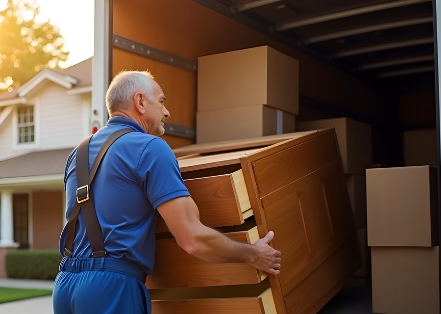 Movers loading a truck in Aurora, Illinois