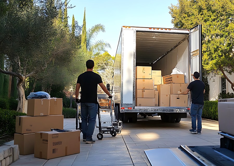 Movers loading a truck in Warren, Michigan