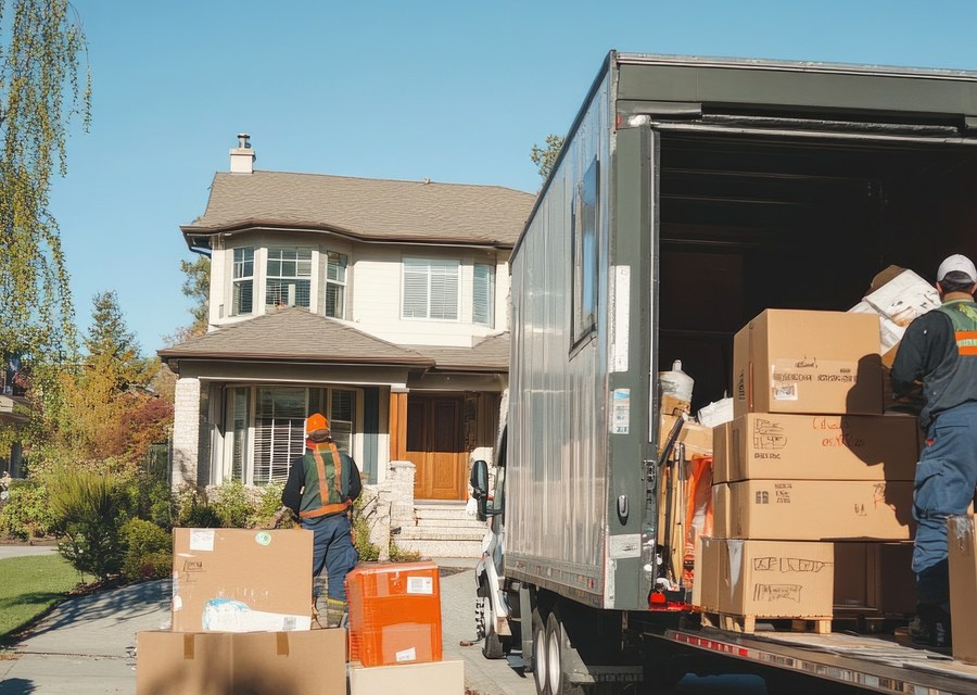 Movers loading a truck in Jersey City, New Jersey