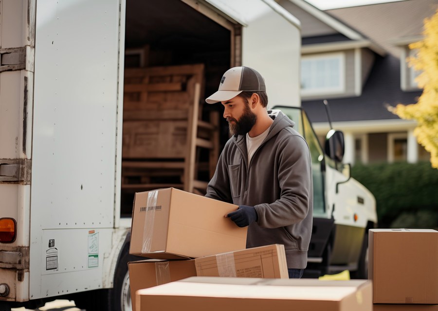Movers loading a truck in Detroit, Michigan