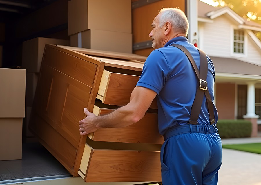 Movers loading a truck in Covington, Kentucky