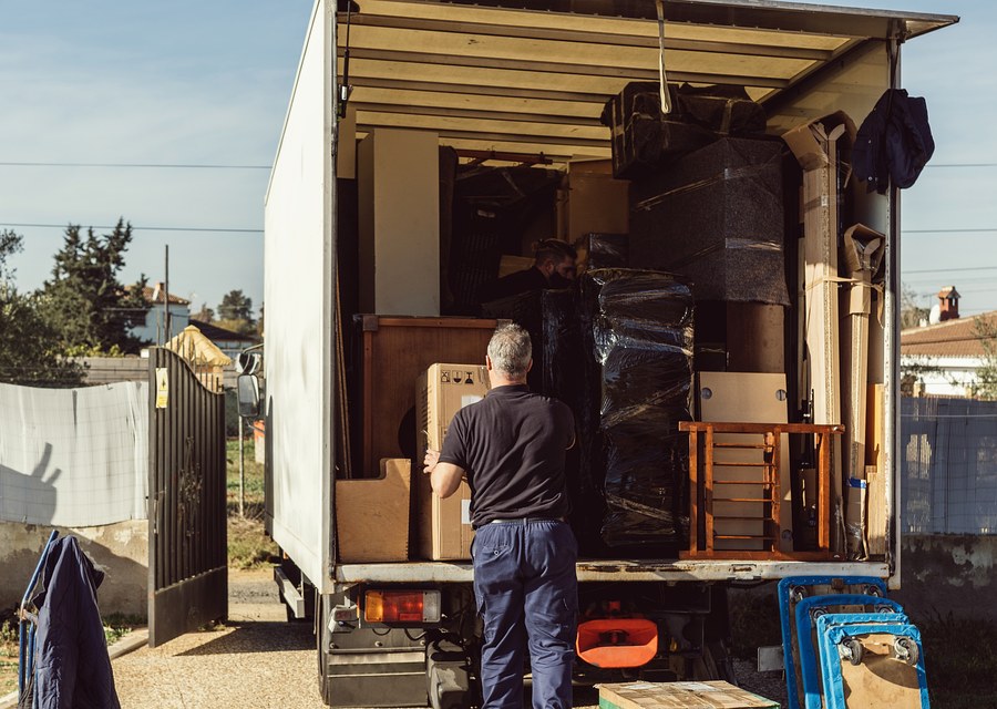 Movers loading a truck in Lawton, Oklahoma