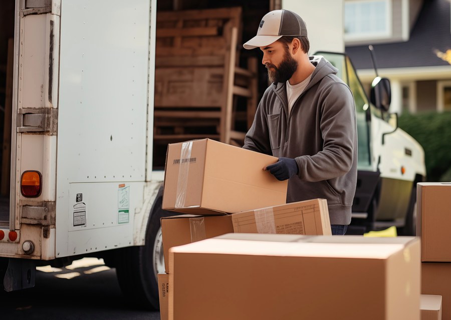Movers loading a truck in East Providence, Rhode Island