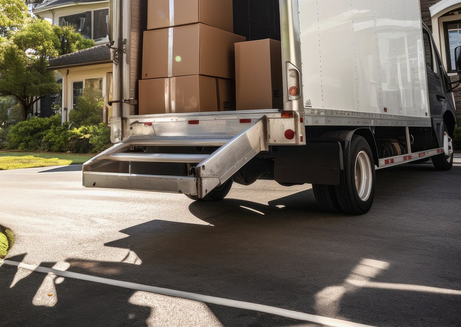 Movers loading a truck in Grand Island, Nebraska