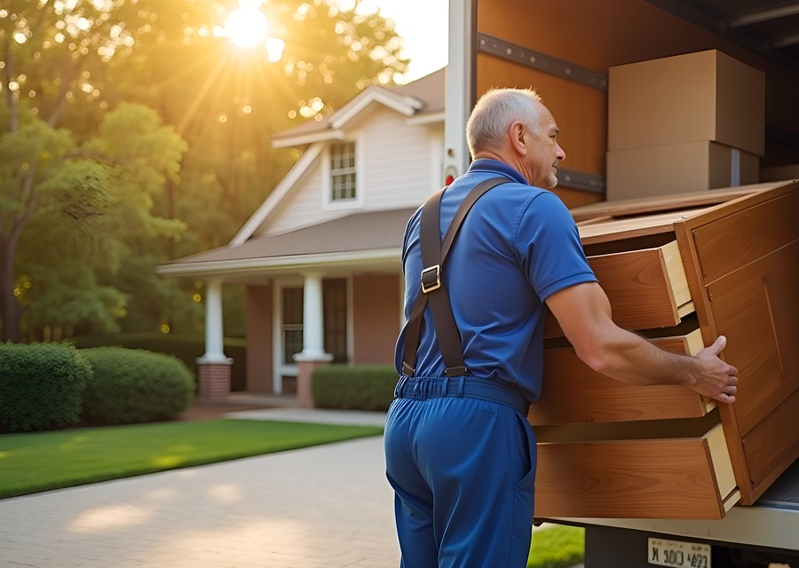 Movers loading a truck in Sterling Heights, Michigan