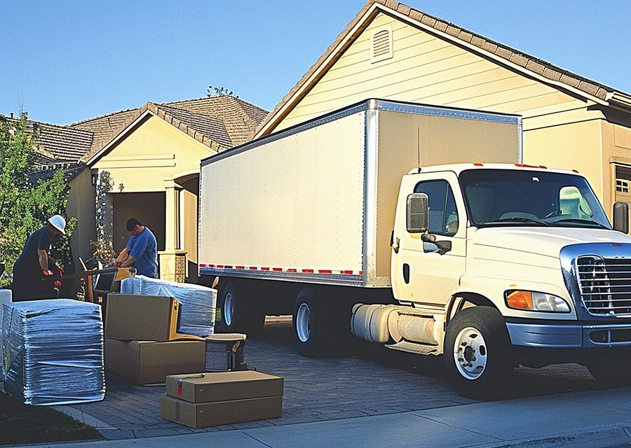 Movers loading a truck in Sterling Heights, Michigan