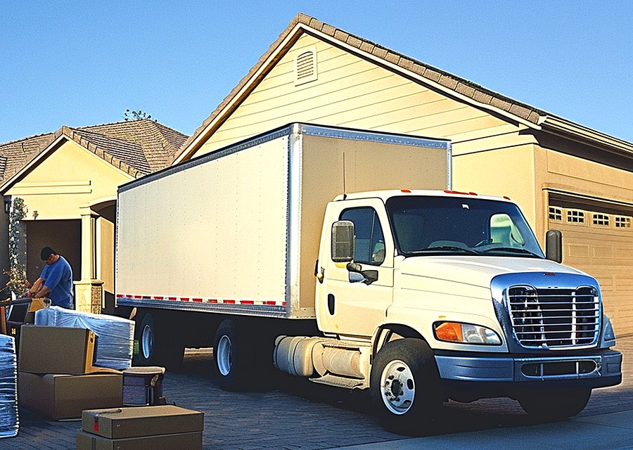 Movers loading a truck in Bridgeport, Connecticut