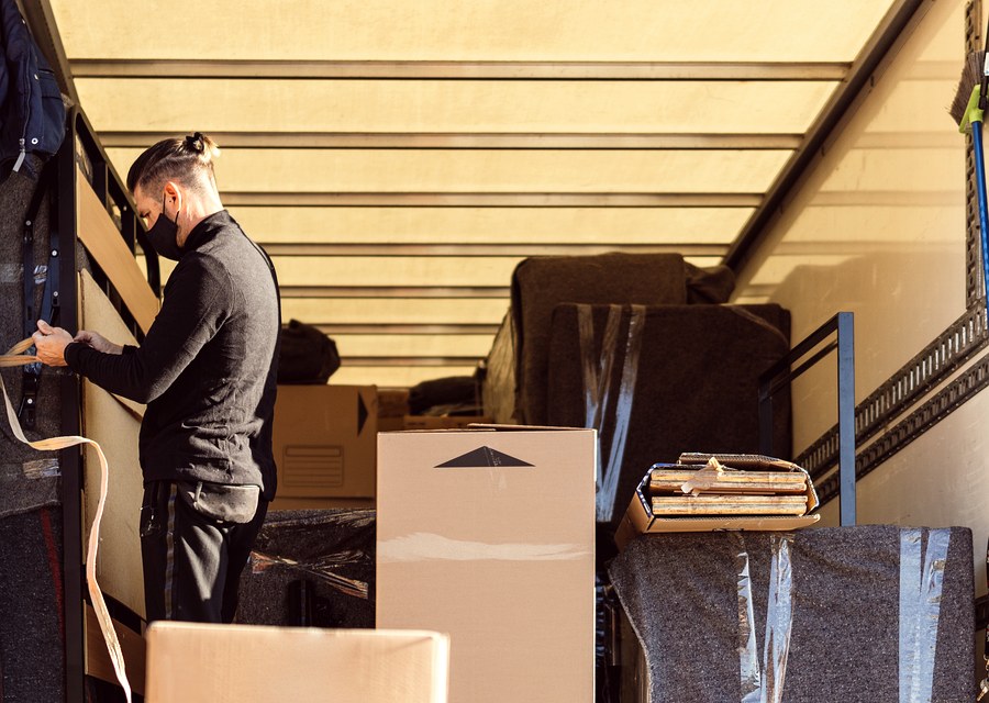 Movers loading a truck in Rockford, Illinois