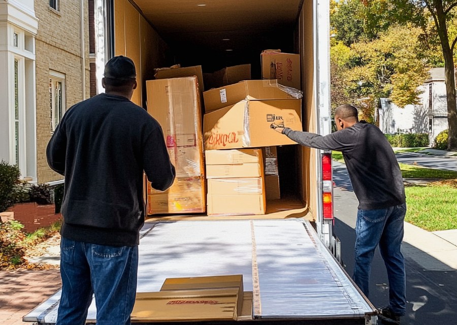 Movers loading a truck in Philadelphia, Pennsylvania