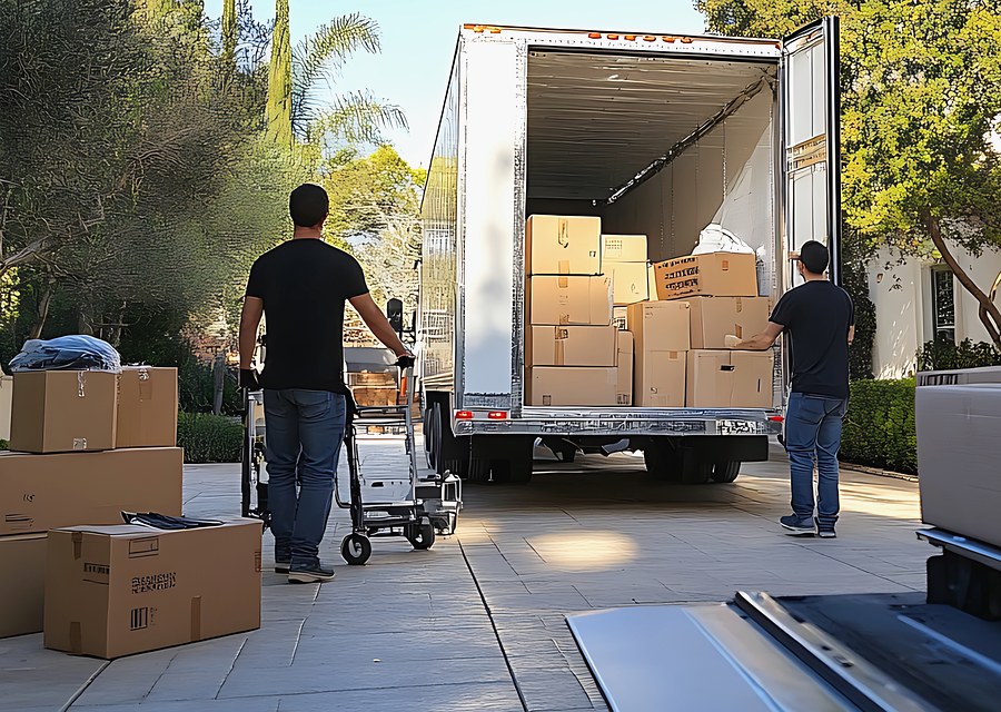 Movers loading a truck in Rockford, Illinois