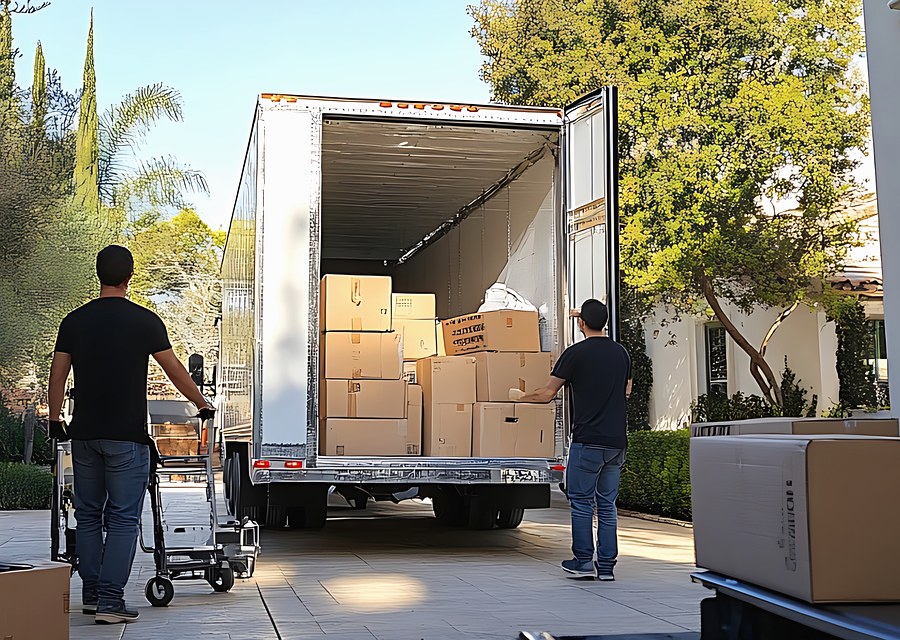 Movers loading a truck in South Whitehall, Pennsylvania