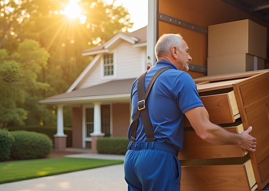 Movers loading a truck in Boston, Massachusetts