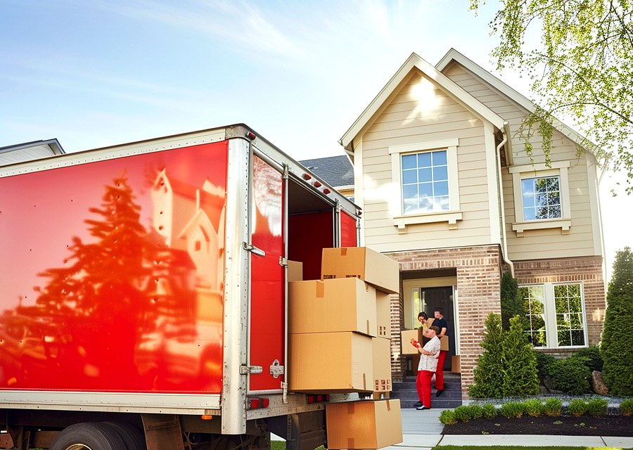 Movers loading a truck in South Bend, Indiana