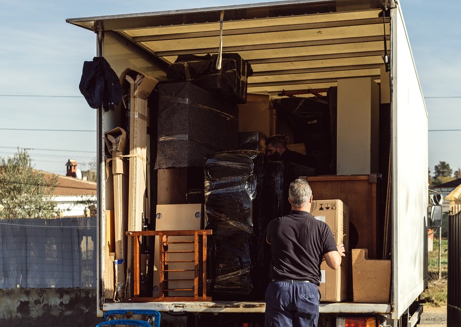 Movers loading a truck in Bloomington, Minnesota