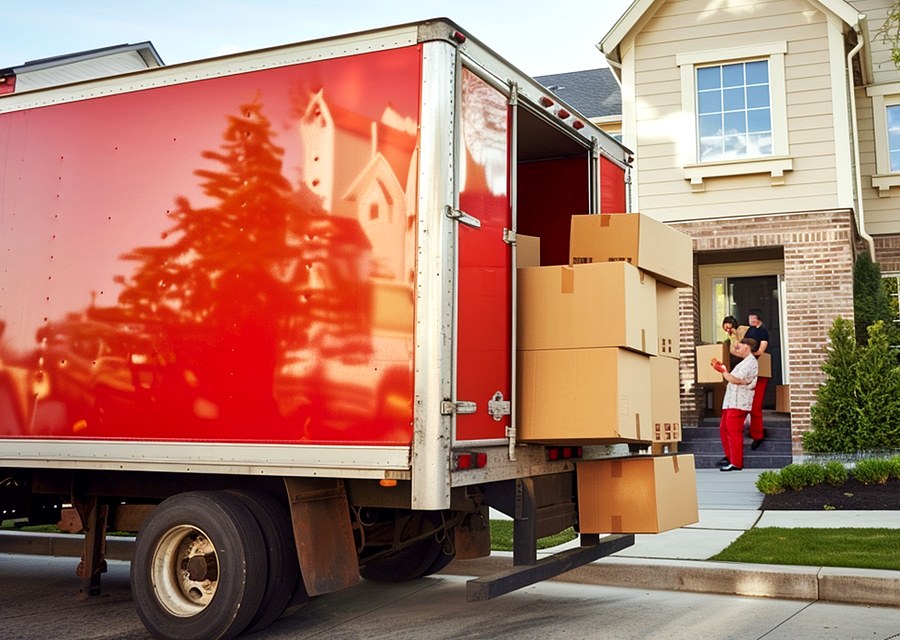 Movers loading a truck in Newark, New Jersey