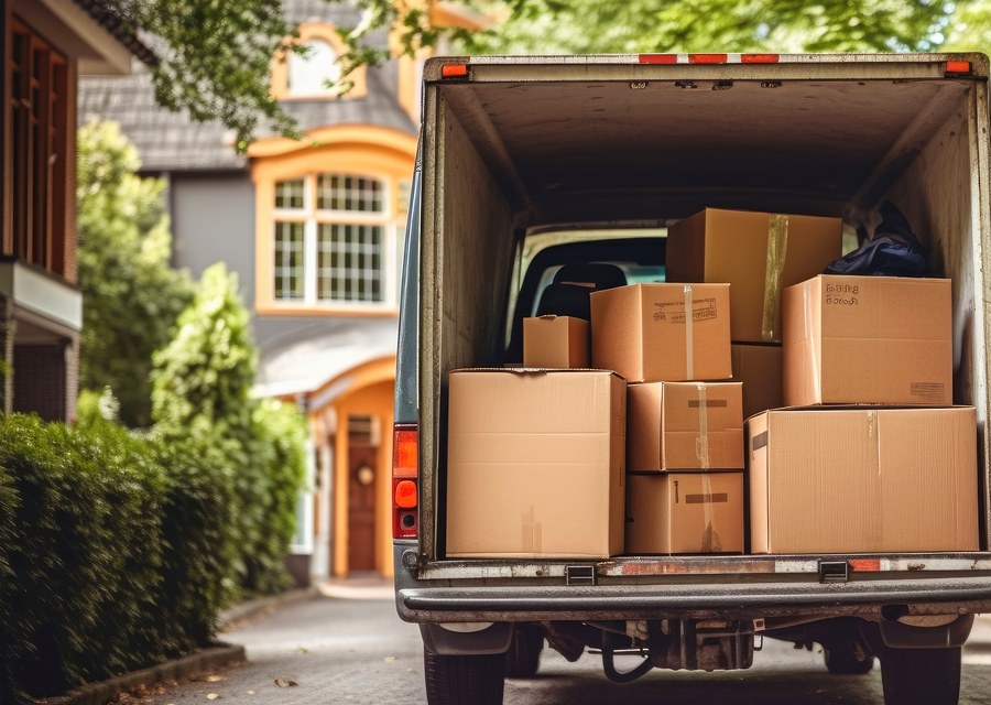 Movers loading a truck in Sioux City, Iowa