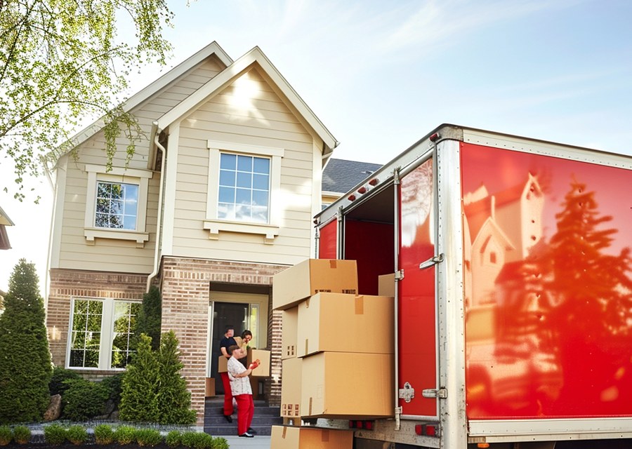 Movers loading a truck in Houston, Texas