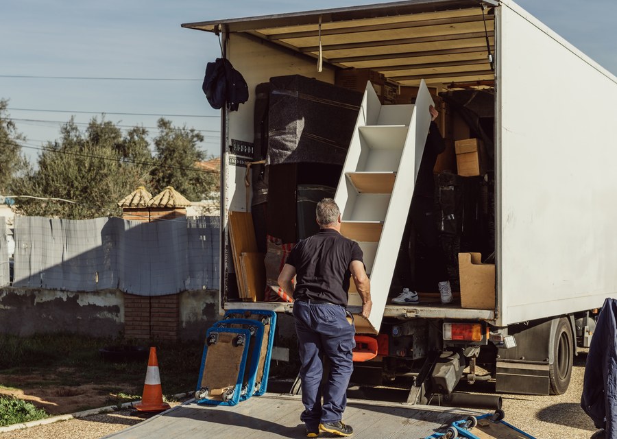 Movers loading a truck in Detroit, Michigan