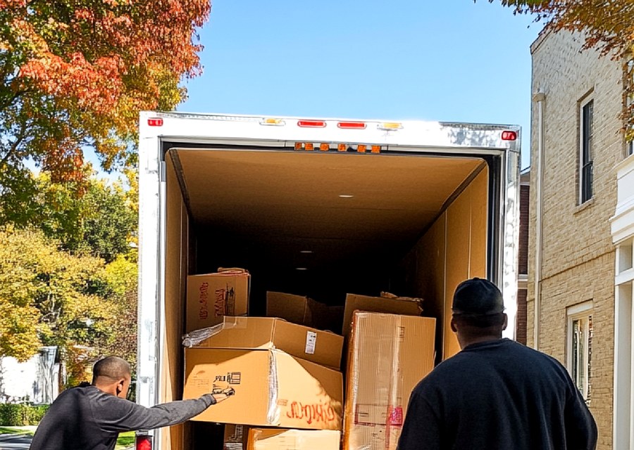 Movers loading a truck in Elgin, Oklahoma