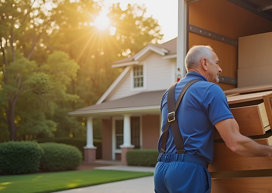 Movers loading a truck in Davenport, Iowa