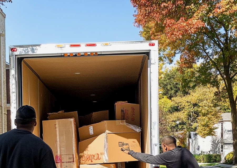 Movers loading a truck in St Paul, Minnesota