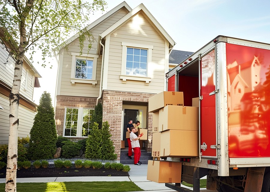 Movers loading a truck in Rockford, Illinois