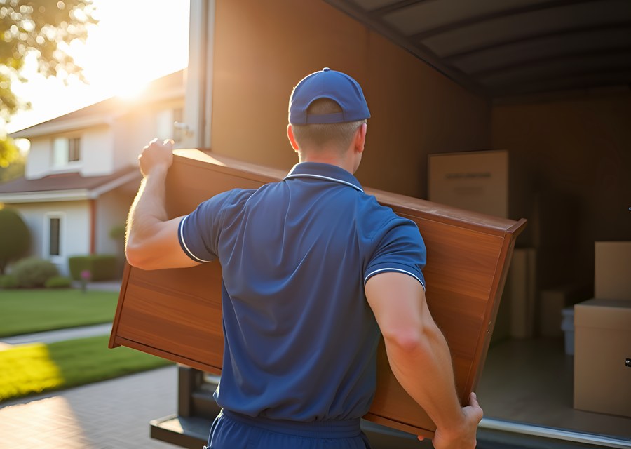 Movers loading a truck in Cambridge, Massachusetts