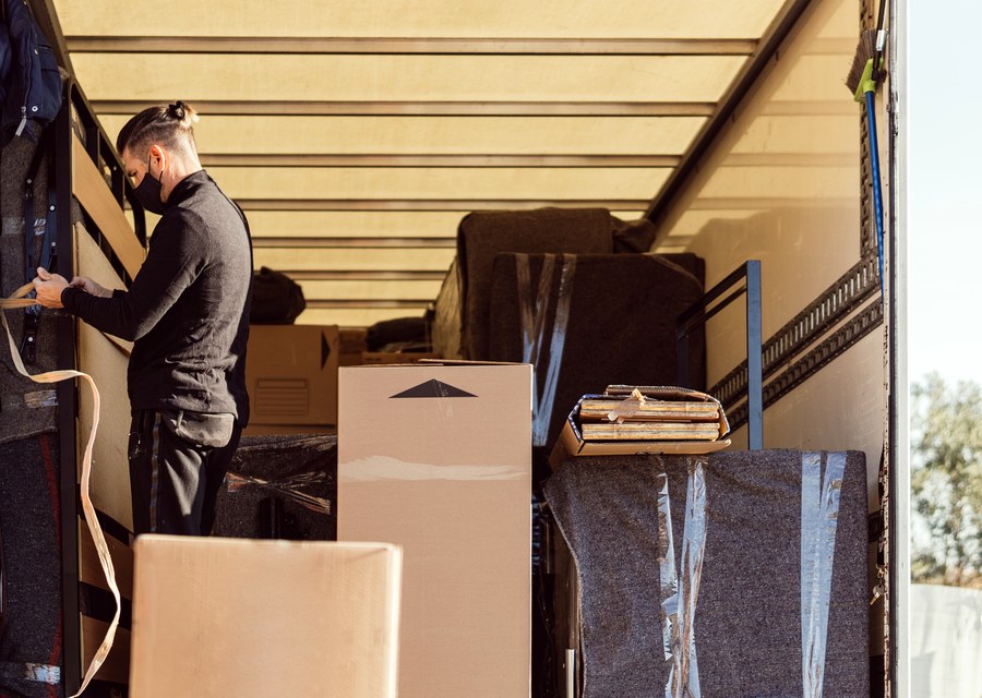 Movers loading a truck in St Louis, Missouri