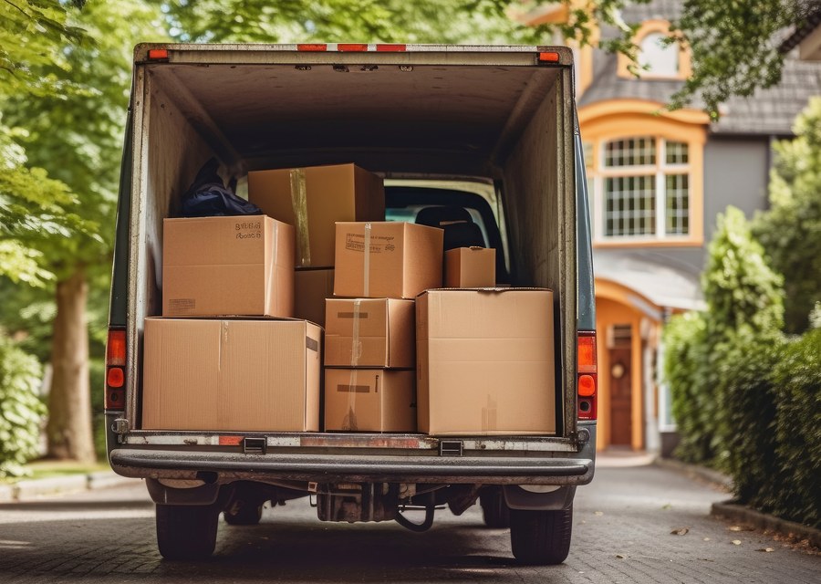Movers loading a truck in Bridgeport, Connecticut