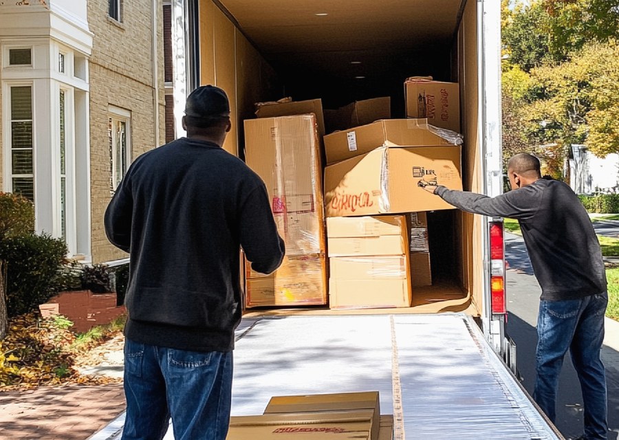 Movers loading a truck in Topeka, Kansas