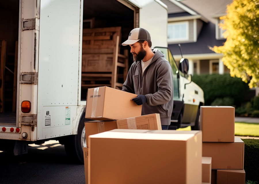 Movers loading a truck in Rockville, Maryland