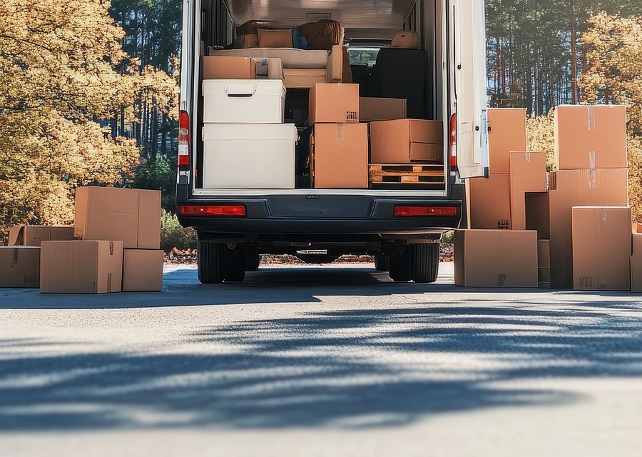 Movers loading a truck in San Francisco, California