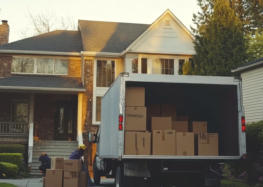 Movers loading a truck in Olathe, Kansas