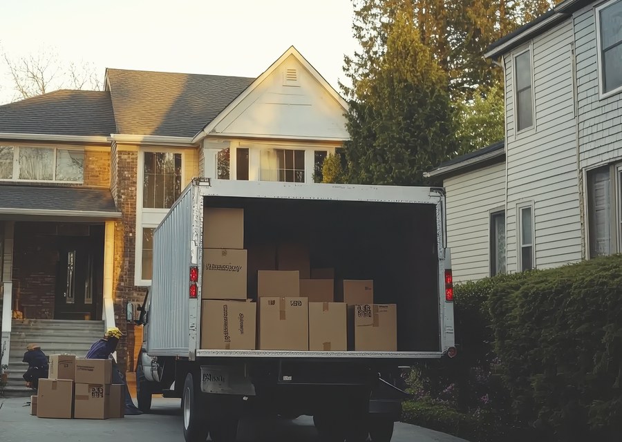 Movers loading a truck in Detroit, Michigan