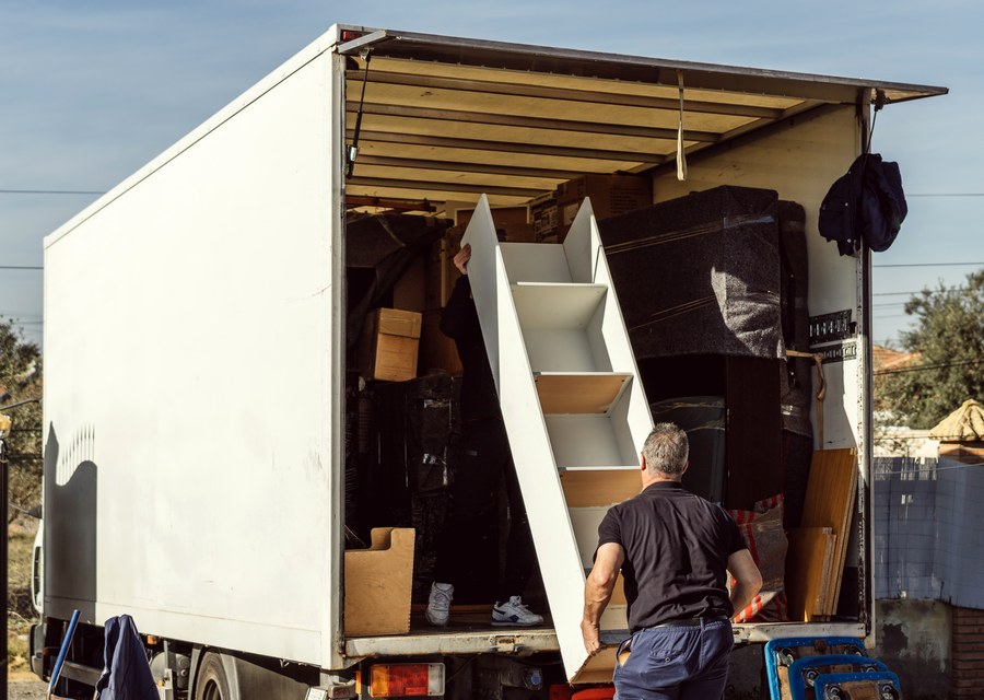 Movers loading a truck in Rockford, Illinois