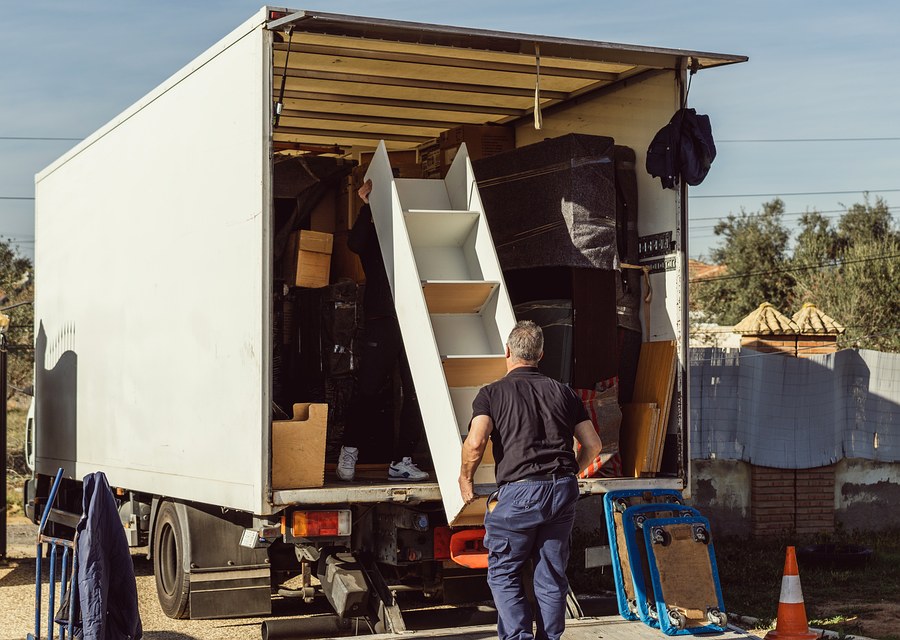 Movers loading a truck in Fresno, California