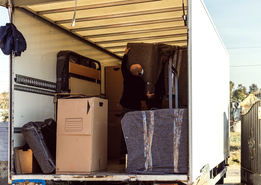 Movers loading a truck in Warren, Michigan