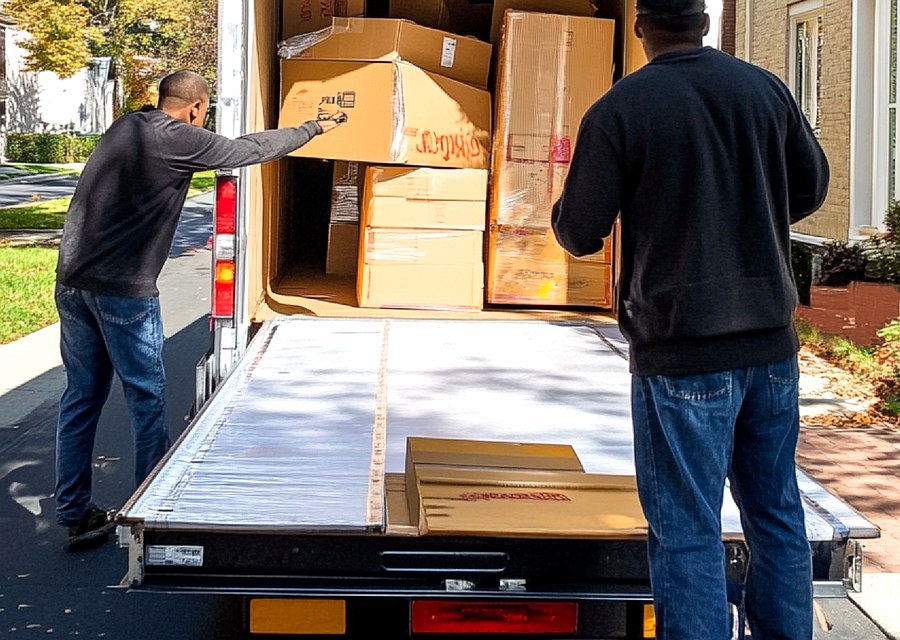 Movers loading a truck in Lakewood, Colorado