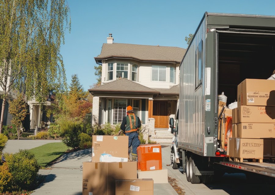 Movers loading a truck in Covington, Kentucky