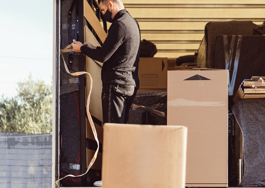 Movers loading a truck in West Hollywood, California