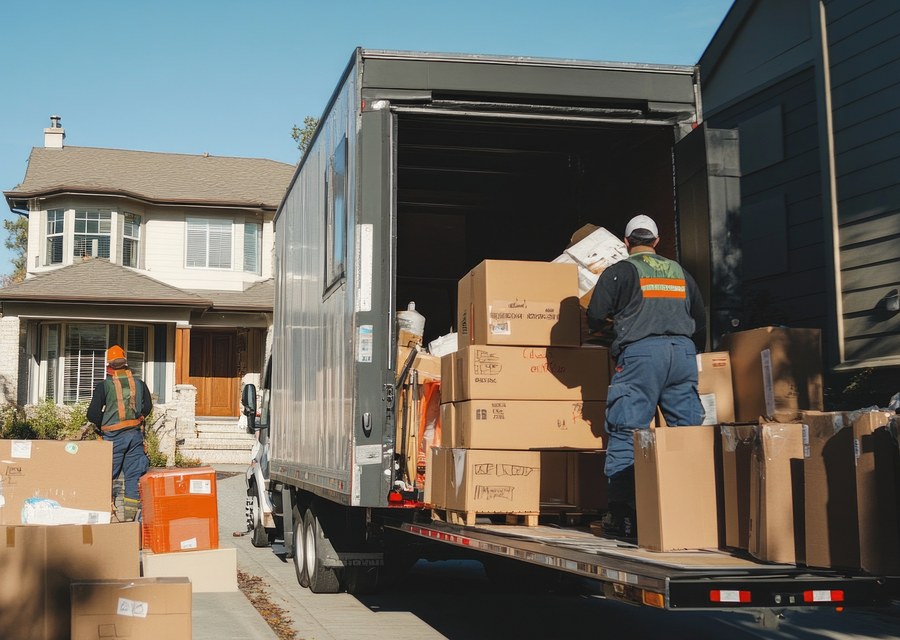 Movers loading a truck in Pittsburgh, Pennsylvania