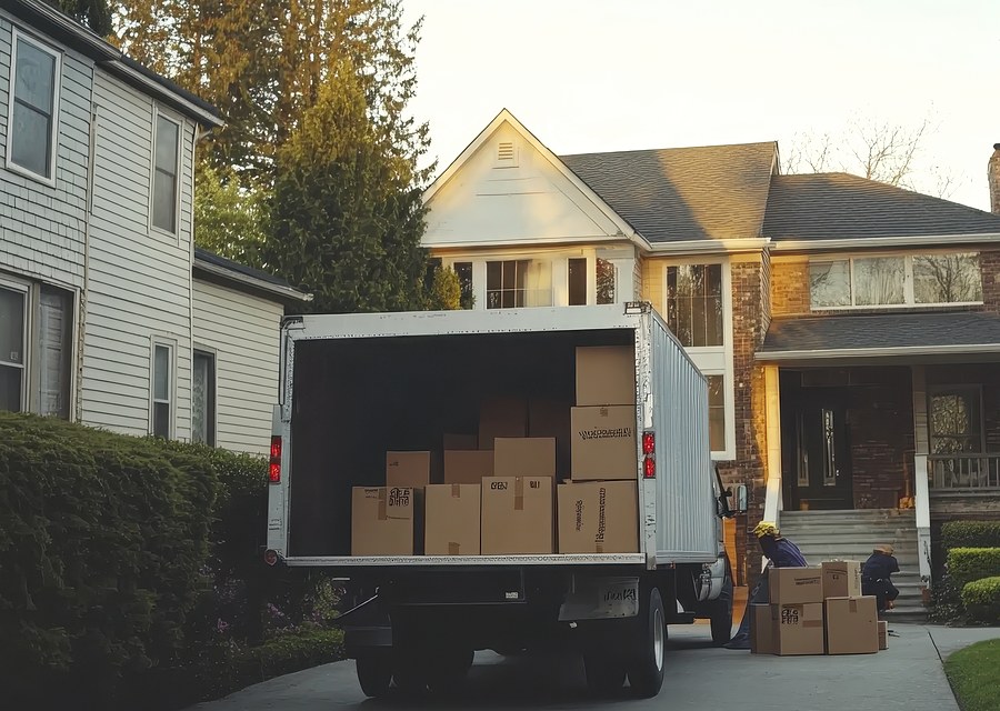 Movers loading a truck in Greensboro, North Carolina
