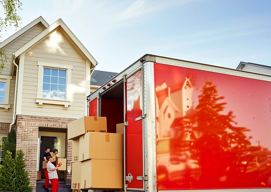 Movers loading a truck in Cambridge, Massachusetts