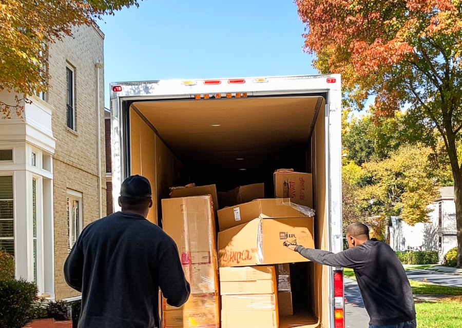 Movers loading a truck in Broken Arrow, Oklahoma